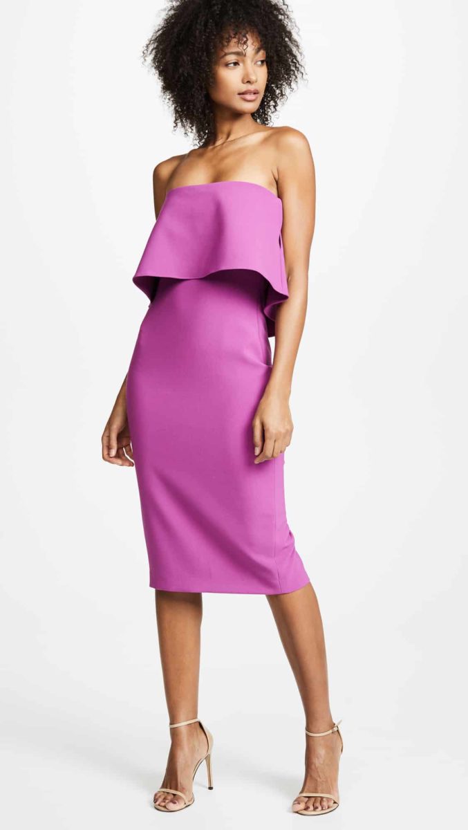 purple strapless dress for wedding guests