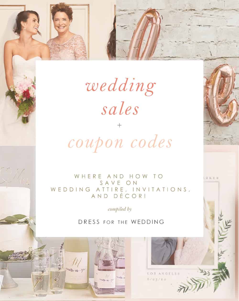 coupon codes, sales and promo codes to save money on your wedding 