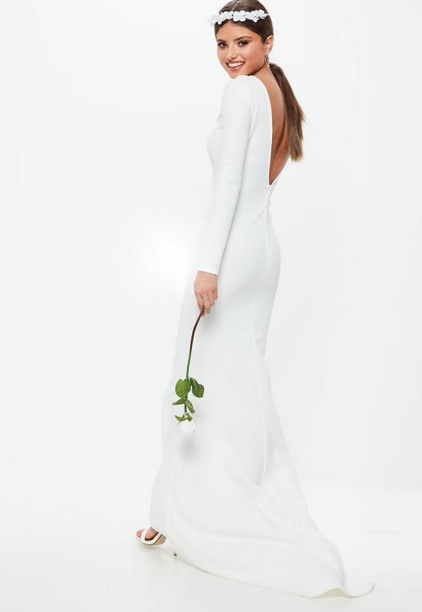 form fitting long sleeve wedding dress under 100