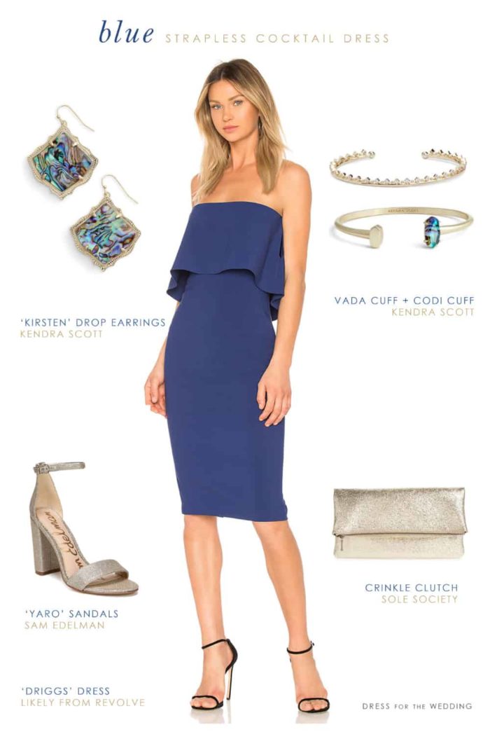 Blue Strapless Dress for a Wedding Guest - Dress for the Wedding