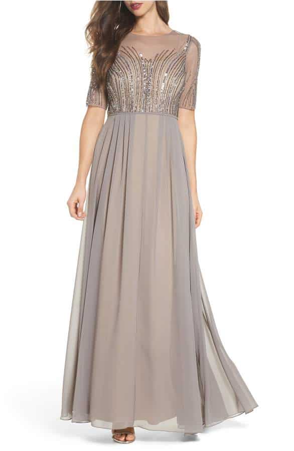 taupe sequin dress for a wedding