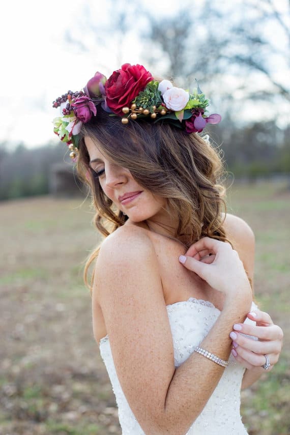 bright red rose flower crown