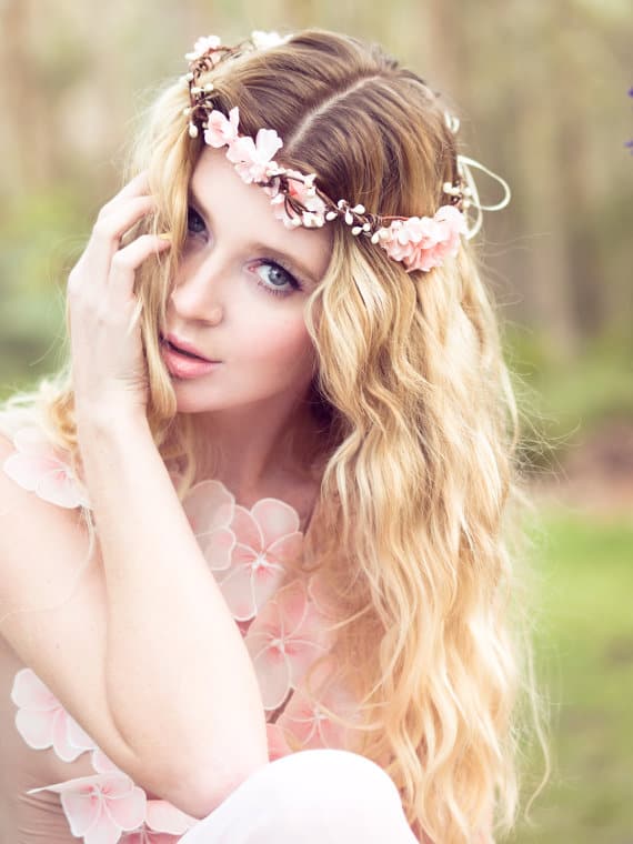 cherry blossom wreath for wedding hair