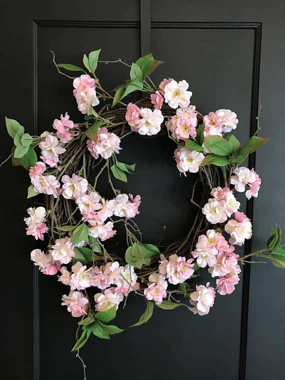 cherry blossom wreath wedding decor