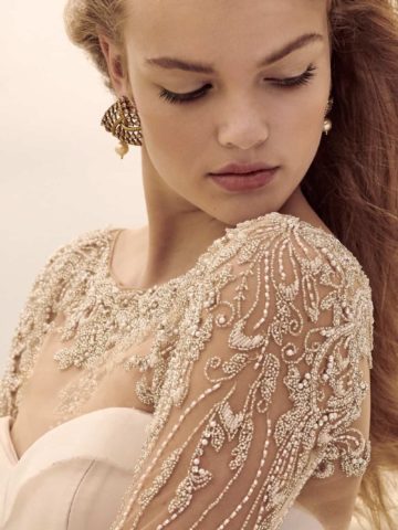 embellished bridal tucker long sleeve topper