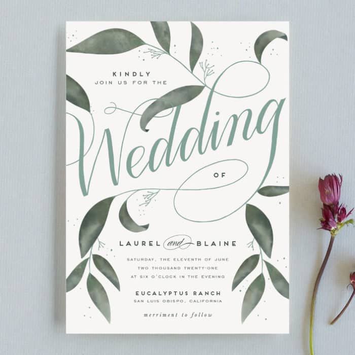 eucalyptus wedding invitation