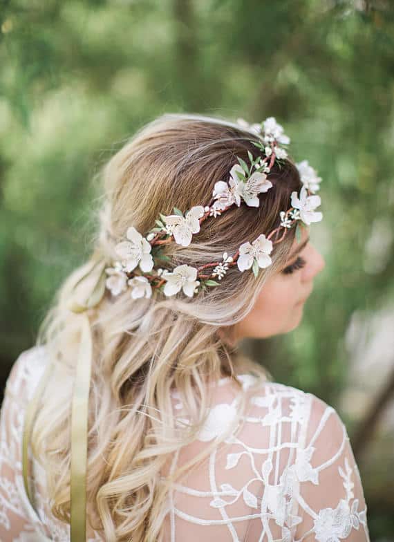 30+ Stunning Floral Crown Wedding Hair Ideas For The Boho Obsessed Brides  🌸 | My Sweet Engagement | Floral crown wedding, Bridal flower crown, Floral  crown