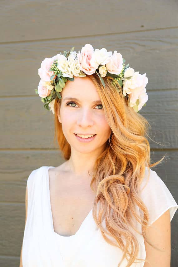 ivory and peach flower crown