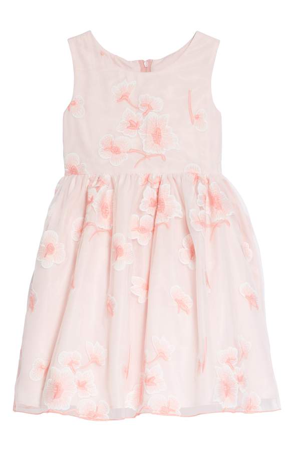 pink floral cherry blossom flower girl dress