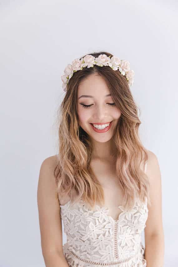 pink rose flower crown