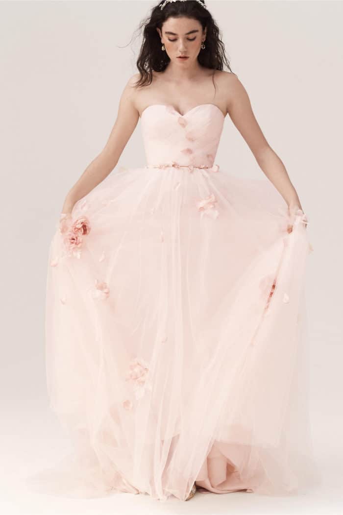 pink wedding dress with blossoms eloise ballgown wedding dress bhldn