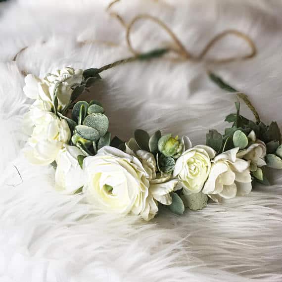 ranunculus white flower crown