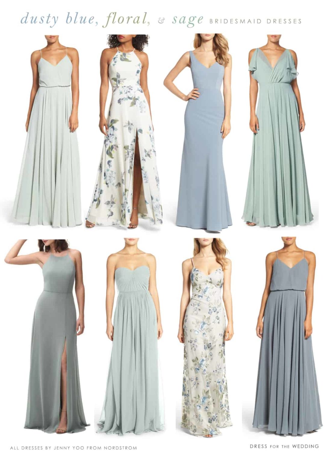 Light Blue, Floral, and Sage Green Mix and Match Bridesmaid Dresses ...