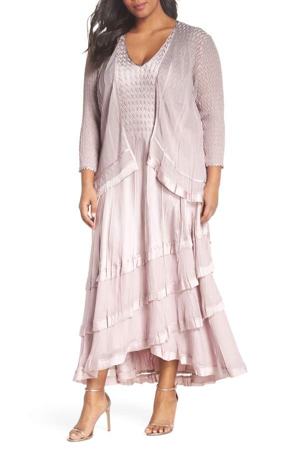 pink komarov mother of the bride dress with a jacket