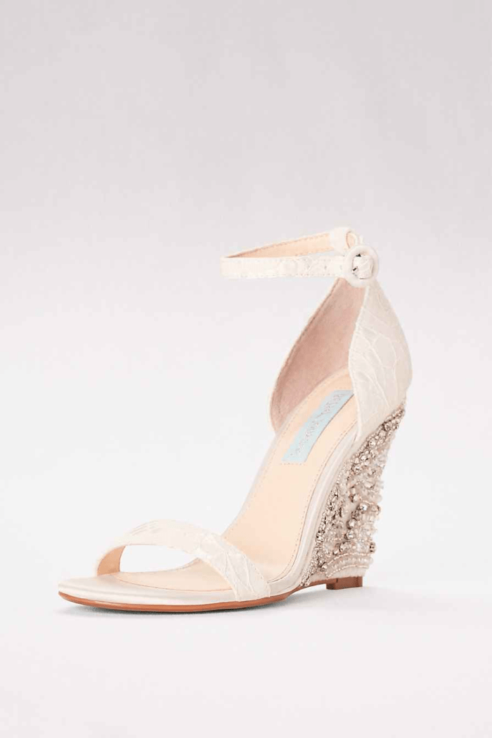 embellished wedge high heel wedding shoes