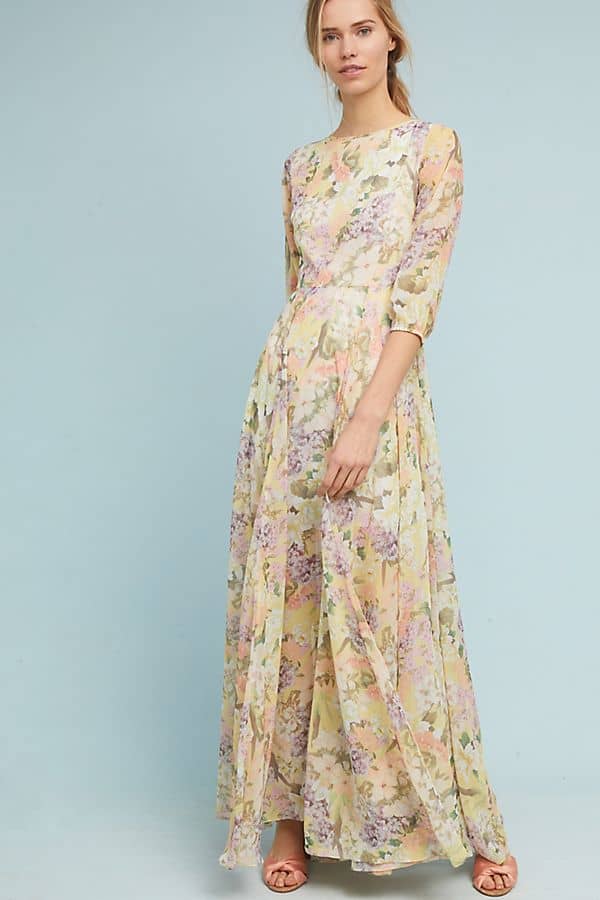 floral print maxi dress with long sleeves