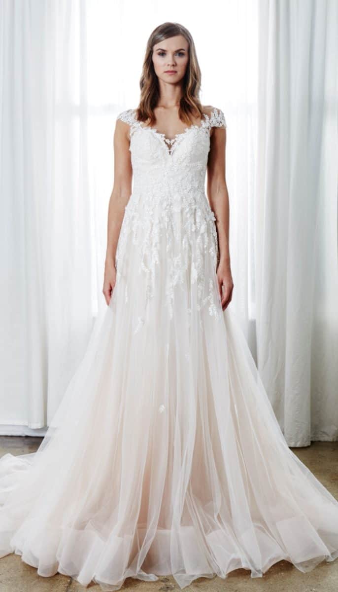 embroidered blush bridal gown aubrey