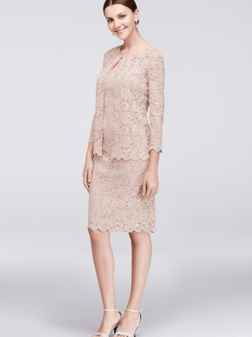 short blush lace mother of the bride dress with jacket