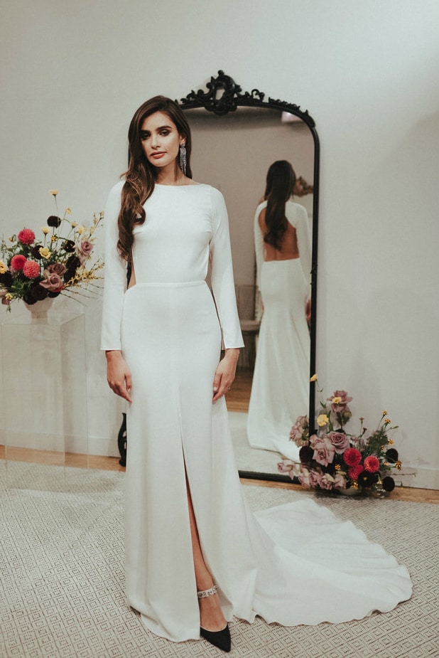 Sarah Seven Long sleeve simple wedding dress