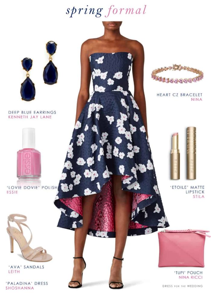 Navy Blue  Floral  Dress  for a Wedding  Guest  Dress  for the 