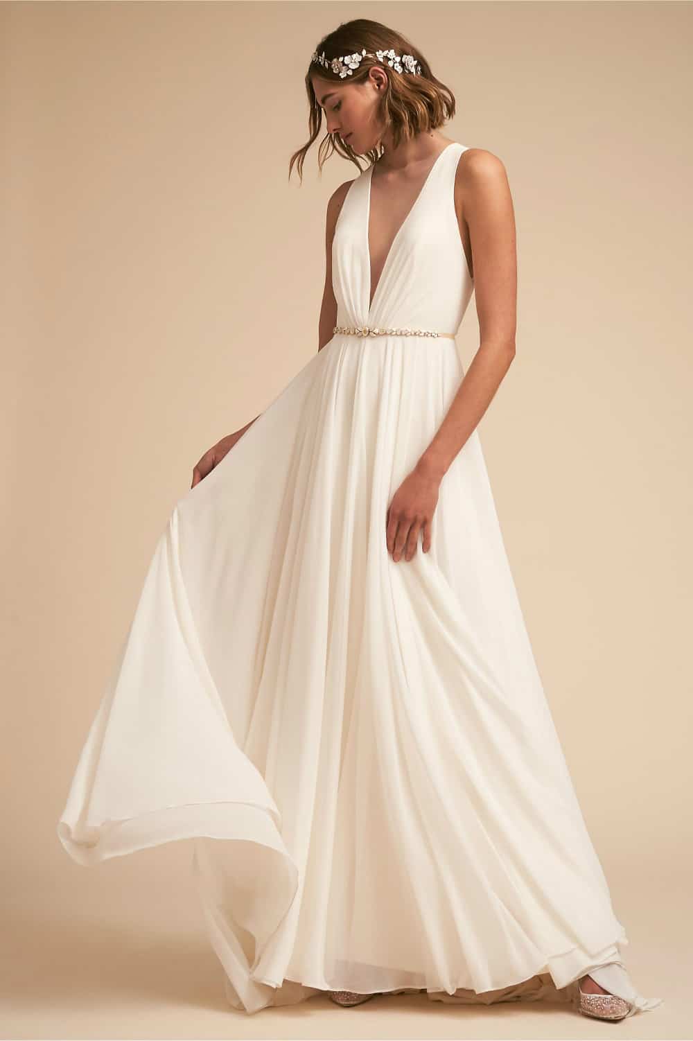 Plunging Neckline Wedding Dress 4