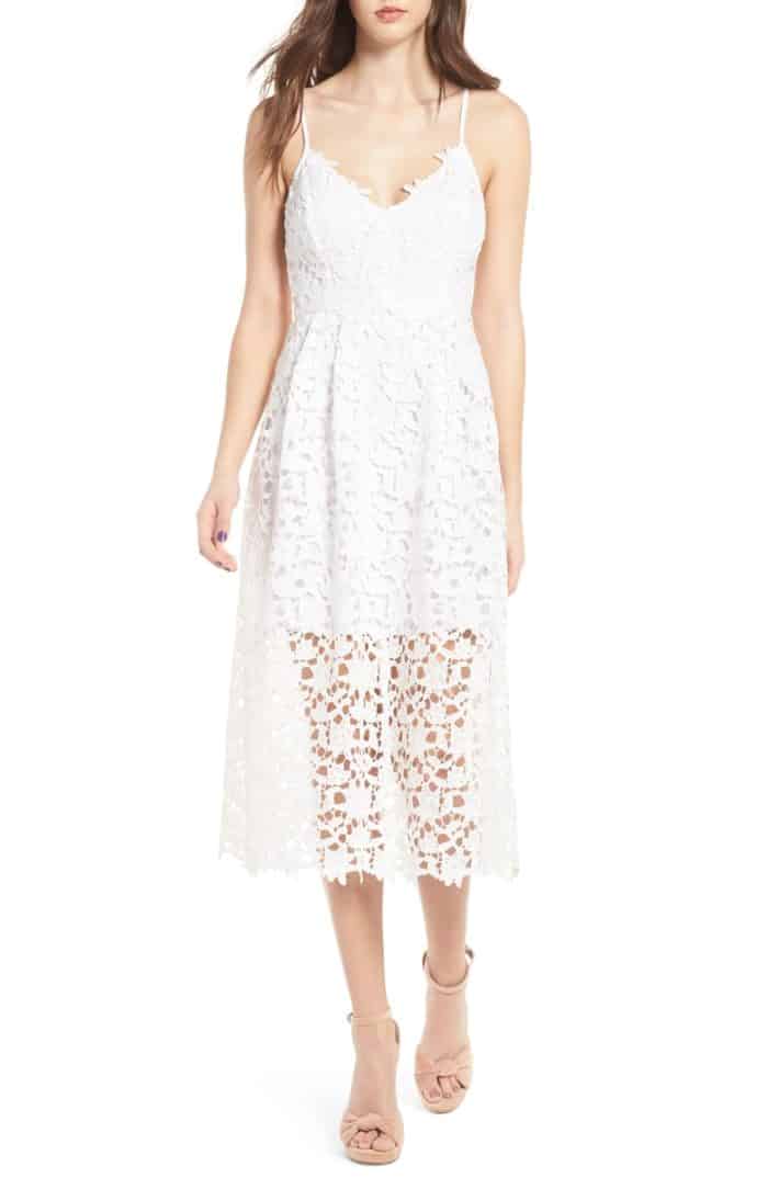 white lace midi dress under 100 for wedding rehearsal