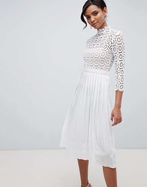 lace top dress with long sleeves for rehearsal dinner