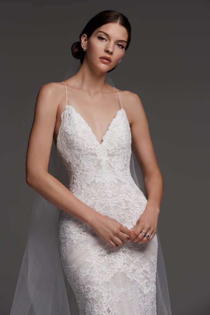 lace spaghetti strap dress Watters Anjou 2018