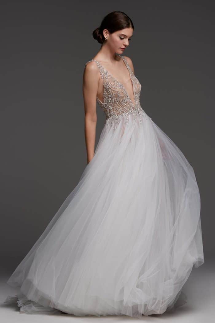 The Stuart wedding dress Watters v neck beaded gown