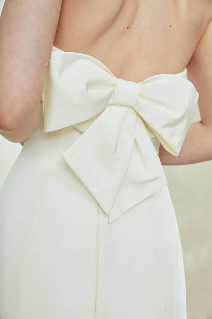 Silk wedding dress with a bow back