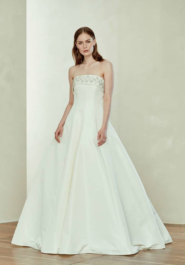 Amy, an beaded ball gown strapless Amsale wedding dress