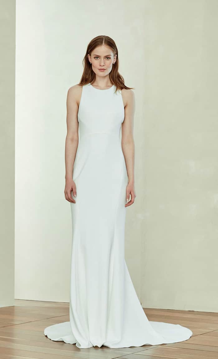 Darla a racerback clean modern wedding gown by Amsale