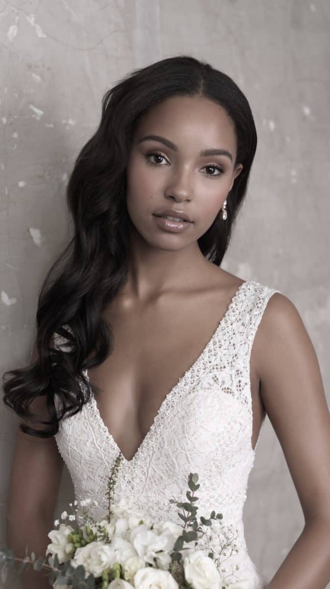 Deep v neckline lace wedding dress fall 2018 Madison James