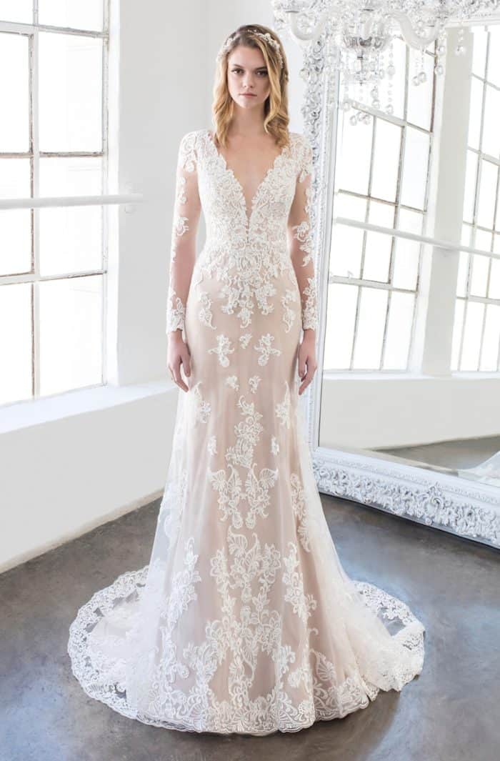 Keaton wedding dress long sleeve lace gown by Winnie Couture 2018