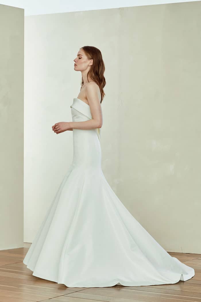 Thomson, a strapless silk wedding dress by Amsale