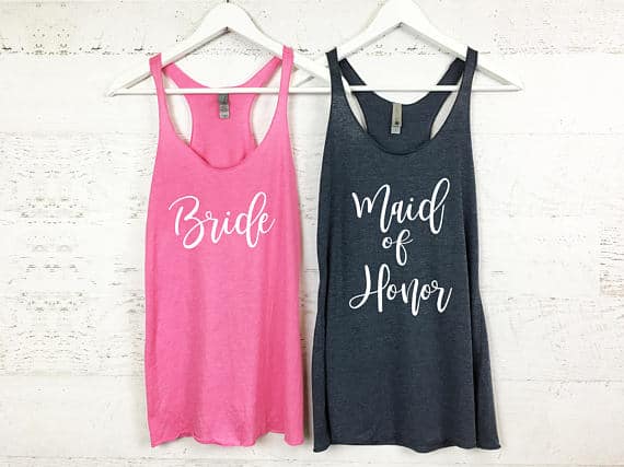 cute bride and maid of honor tank top