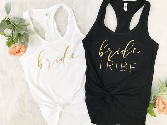 Cute bride tribe and bride tank tops for bachelorette parties