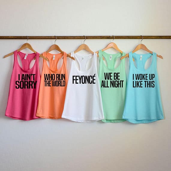 bridesmaid tanks with cute custom sayings feyonce