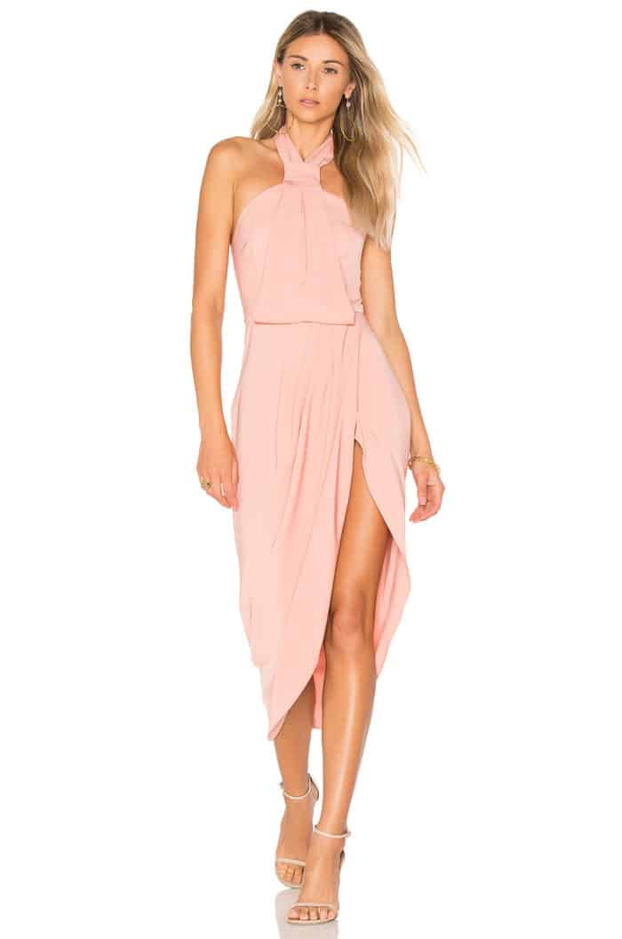 Dusty pink dress for August wedding guest