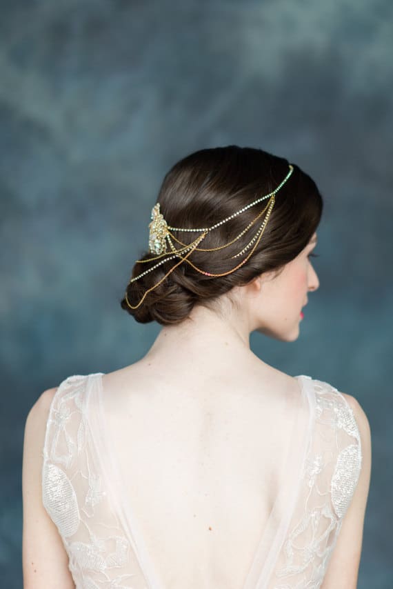 Golden hair chain for wedding by Blair Nadeau Bridal on Etsy