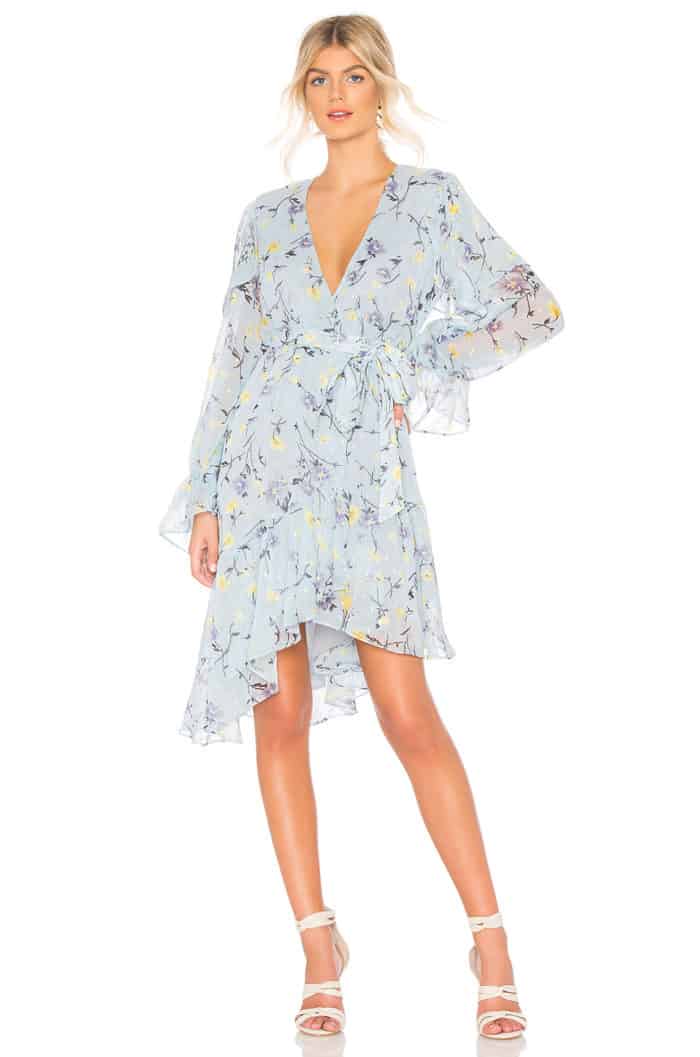 long sleeve short light blue dress for wedding guest