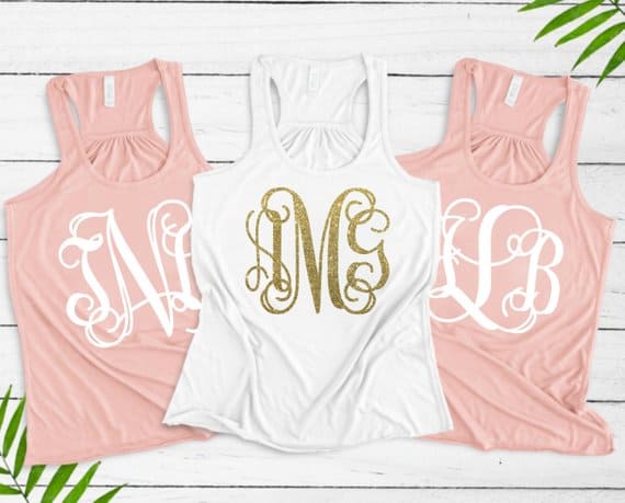 monogrammed tank tops for bridesmaids
