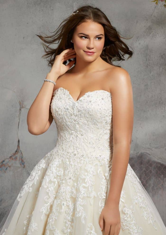 Plus size strapless beaded wedding dress | Style 3246 Julietta