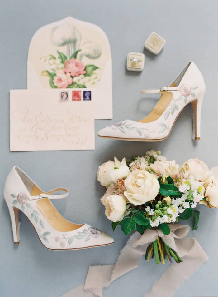 Embellished strap wedding heels