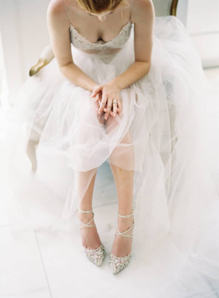 Bella Belle Embellished wedding shoes with ankle ties