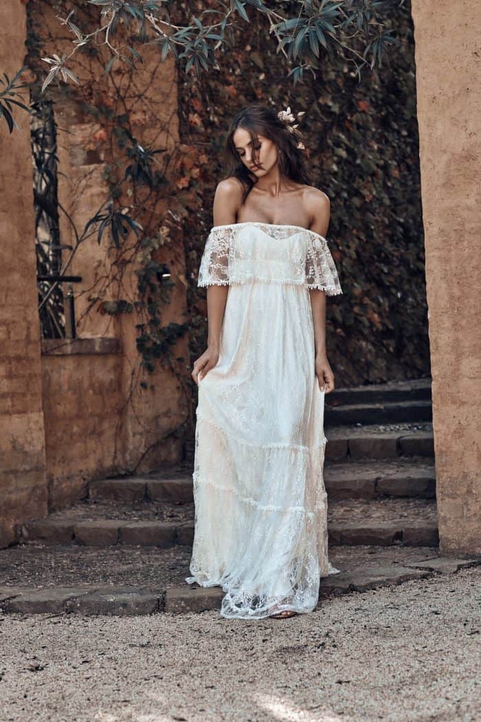 Off the Shoulder Lace wedding dress | Franca