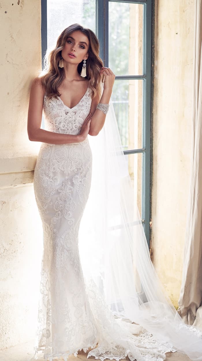 Sheer lace wedding dress | Harlow Dress Anna Campbell