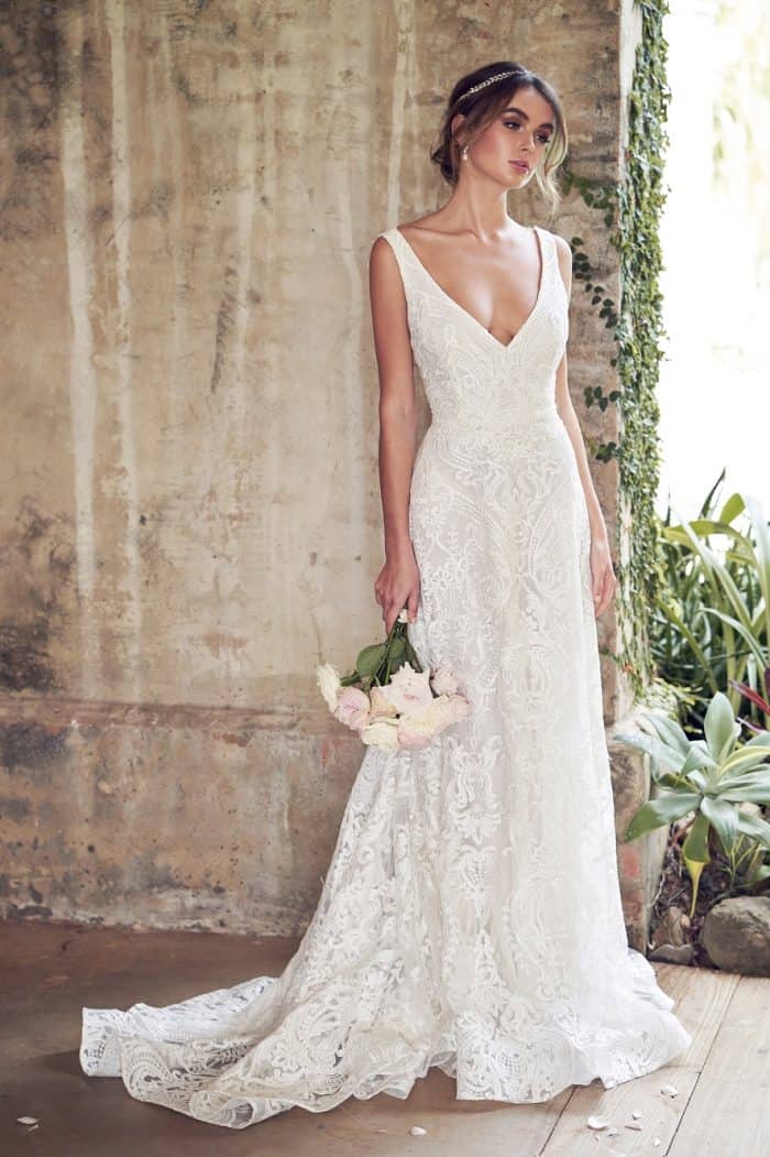 All over lace wedding dress | Jamie with Empress lace by Anna Campbell Bridal