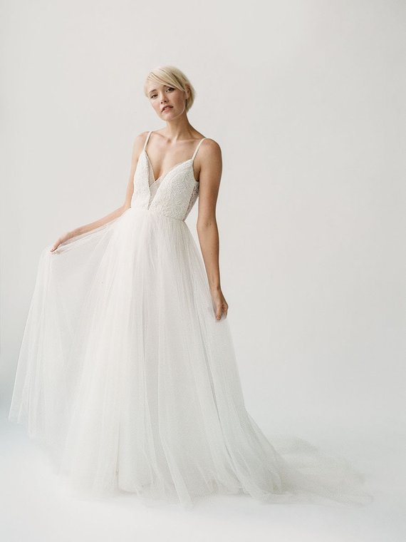 Lace and tulle wedding dress by Truvelle | Vicki