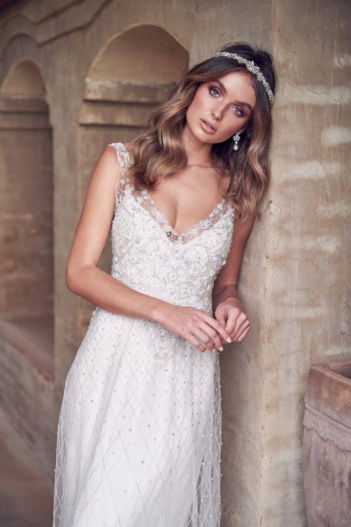 Paige is an embellished boho wedding dress by Anna Campbell Wanderlust 